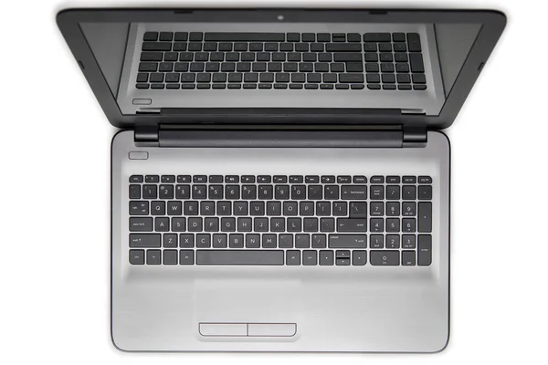 Laptop isolado em fundo branco. Topo wiew — Fotografia de Stock