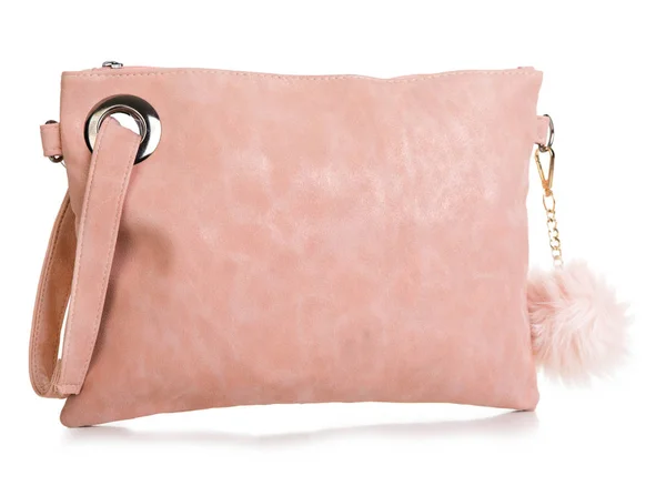 Women's fashion accessories. Pink woman handbag on white backgro — Stock Photo, Image
