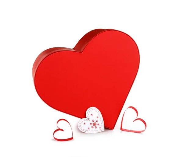 Grande coração vermelho, isolado em fundo branco — Fotografia de Stock