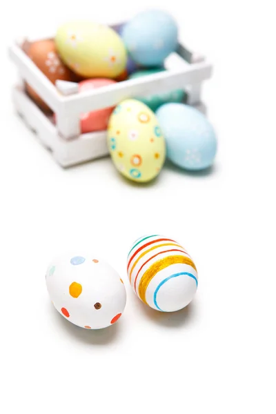 Colorful easter eggs isolated over white background — Stock Photo, Image