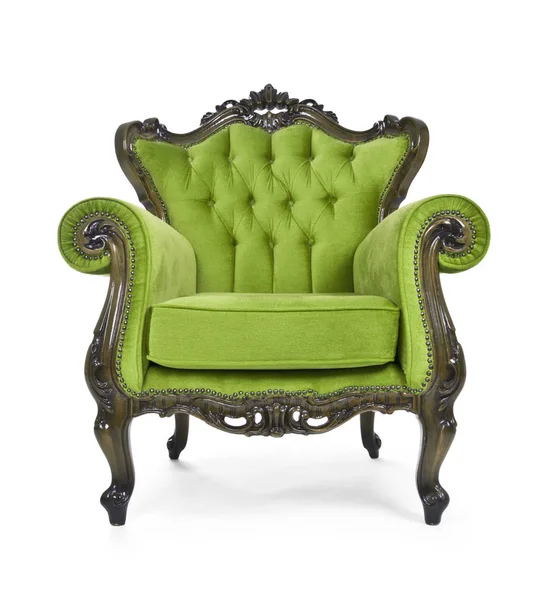Grüner luxuriöser Sessel auf weißem Hintergrund — Stockfoto