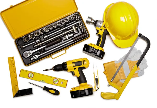 Set of construction tools on white background — Stock Photo, Image