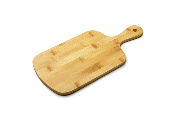 Bambusowa Deska Cięcia Drewna Ręcznie Robiona Deska Cięcia Drewna Białym — Zdjęcie stockowe