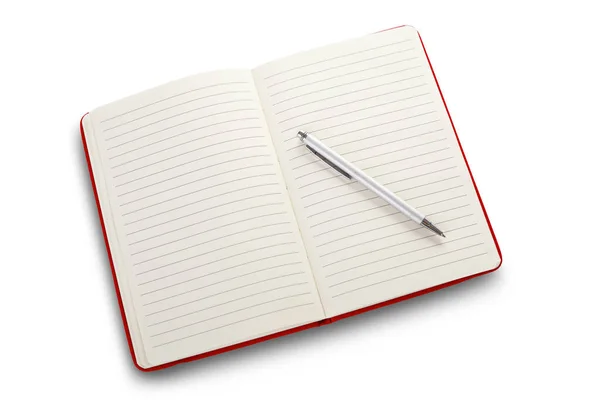 Blank Open Notebook White Background Included Clipping Path Red Notepad Stock Photo