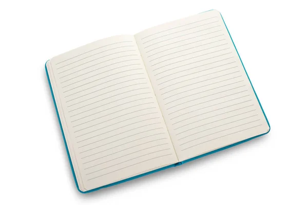 Prázdný Otevřený Zápisník Bílém Pozadí Včetně Výstřižkové Cesty Modrý Notepad Stock Obrázky