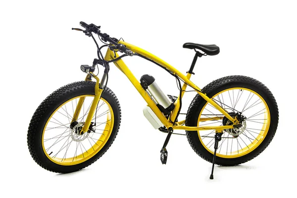 Yellow Electric Bike White Background Sport Bike — Stock Photo, Image
