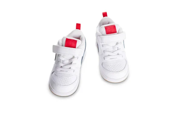 Witte Kids Sport Schoenen Witte Achtergrond — Stockfoto