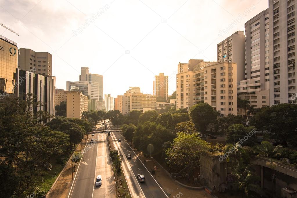 road and buildings  of Sao Paulo city 