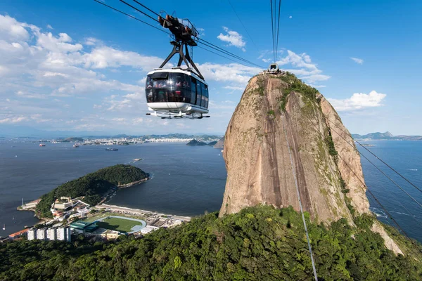 Sugarloaf Mountain with the Cable Car in Rio de Janeiro — Stock Photo, Image