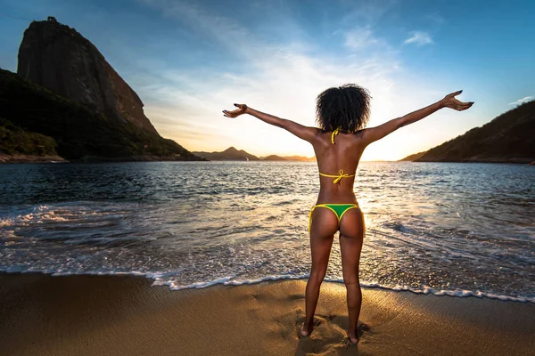 Sexy brasileña en bikini en la playa Fotos De Stock