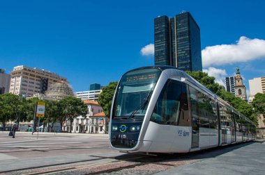 VLT tram is passing the Rio de Janeiro clipart