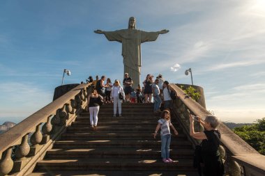 People visiting Christ the Redeemer statue clipart