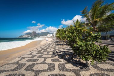Ünlü mozaik kaldırım, Ipanema Plajı Rio de Janeiro, Brezilya için