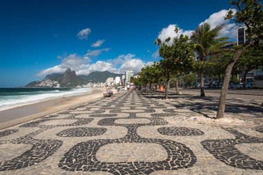 Ünlü mozaik kaldırım, Ipanema Plajı Rio de Janeiro, Brezilya için