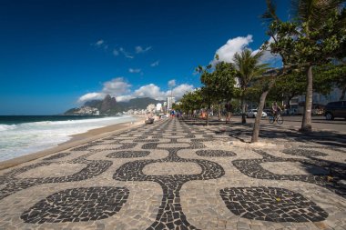 Ünlü mozaik kaldırım, Ipanema Plajı Rio de Janeiro, Brezilya için