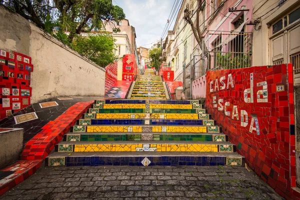 Escadaria Selaron Rio Janeiro Brasile Escadaria Selaron Set Passi Famosi — Foto Stock