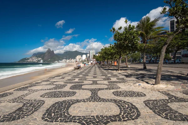 Ünlü Mozaik Kaldırım Ipanema Plajı Rio Janeiro Brezilya Için — Stok fotoğraf