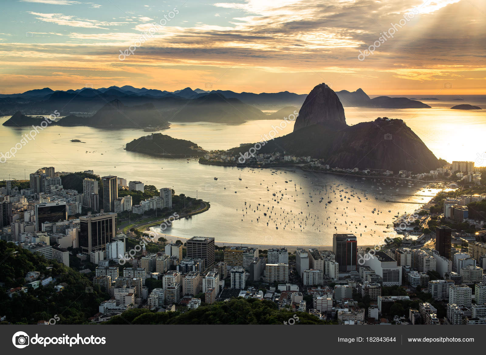 Vue Panoramique Rio Janeiro Ville Avant Coucher Soleil