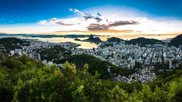 Panorámás Kilátással Rio Janeiro City Során Naplemente — Stock Fotó