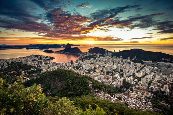 Vista Panorámica Ciudad Río Janeiro Atardecer — Foto de Stock