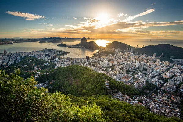 Rio Janeiro Şehir Gün Batımından Önce Panoramik Manzaralı — Stok fotoğraf