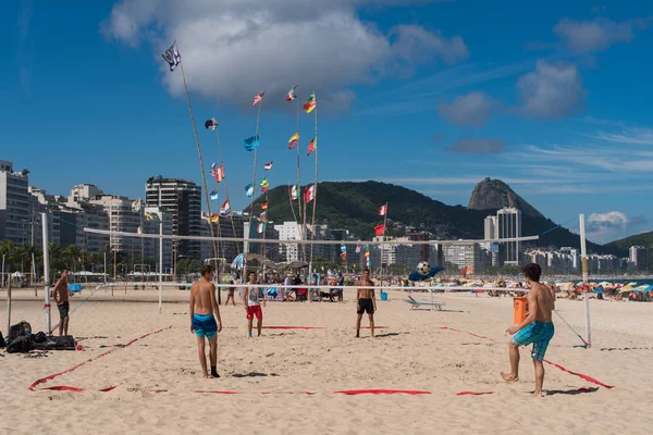 Rio Janeiro Brazylia Lutego 2018 Brazylijski Ludzi Gry Futevlei Plaży — Zdjęcie stockowe