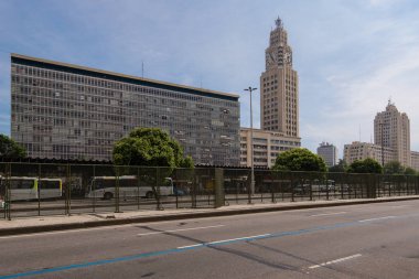 Rio de Janeiro, Brezilya - 17 Şubat 2018: Orta yapmak Brasil tren istasyonu dış görünümü
