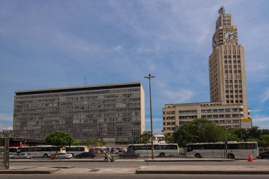 Rio de Janeiro, Brezilya - 17 Şubat 2018: Orta yapmak Brasil tren istasyonu dış görünümü