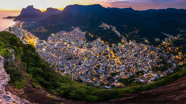 Blick Auf Rocinha Die Größte Favela Rio Janeiro Abendlicht — Stockfoto