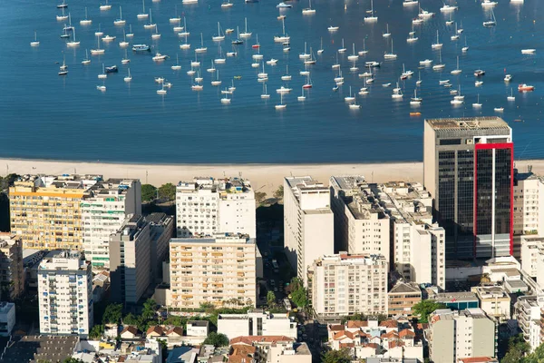 Edificios Frente Playa Botafogo Muchos Barcos Agua Vista Aérea Río — Foto de Stock