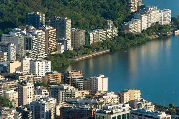 Edificios Residenciales Alrededor Laguna Colinas Río Janeiro Brasil — Foto de Stock