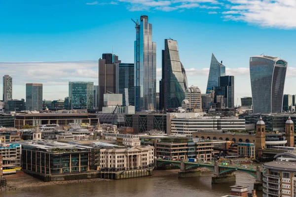 Высокий Вид Новые Современные Высокие Здания Лондонском Сити — стоковое фото