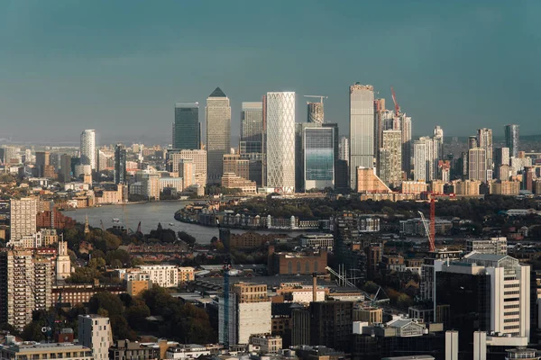 Erhöhter Blick Auf Das Finanzviertel Canary Wharf Der Londoner City — Stockfoto