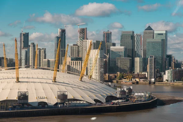 Elevated View Arena Millennium Dome Canary Wharf Financial District London — стоковое фото