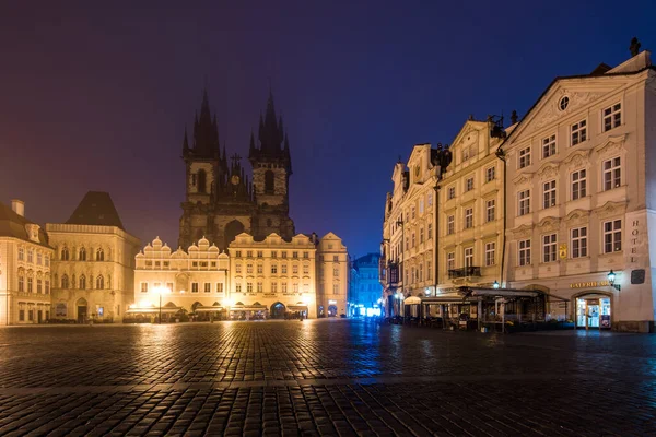 Praça Vazia Cidade Velha Praga Noite — Fotografia de Stock