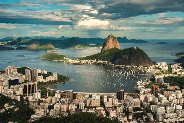 Vista Famosa Rio Janeiro Com Montanha Pão Açúcar Praia Botafogo — Fotografia de Stock