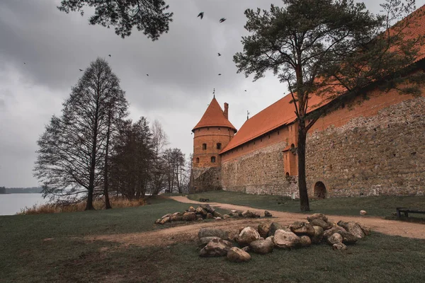 Trakai Adası Şato Duvarı Sonbaharda Vilnius Yakınlarında Litvanya — Stok fotoğraf
