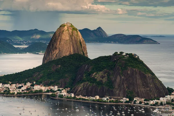 Sugarloaf Mountain Top Illuminated Sunlight Rio Janeiro Brazil — Stock Photo, Image