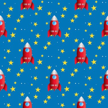 Çocuklar motifi seamless modeli uzay ve roket