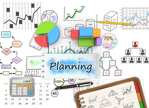 Schetsen van marketingplanning — Stockfoto