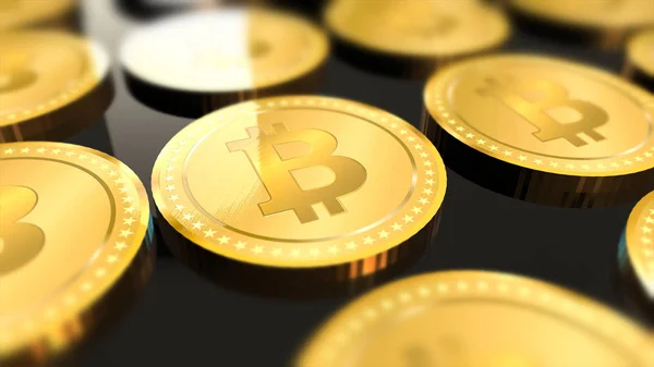 Shiny bitcoins crypto-currency background — Stock Photo, Image