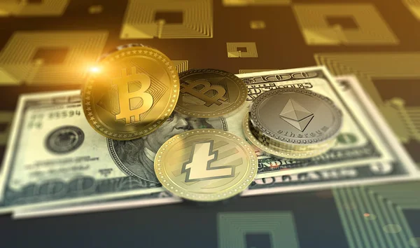 Glanzende rimpel crypto-valuta achtergrond — Stockfoto