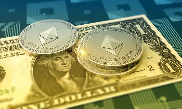 Fényes Ethereum crypto-valuta háttér — Stock Fotó