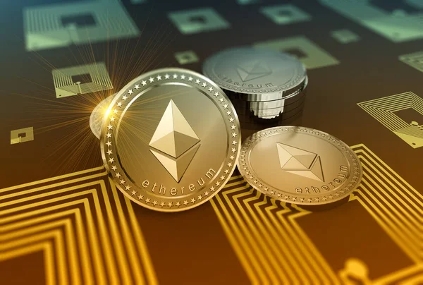 Glanzend Ethereum crypto-valuta achtergrond — Stockfoto