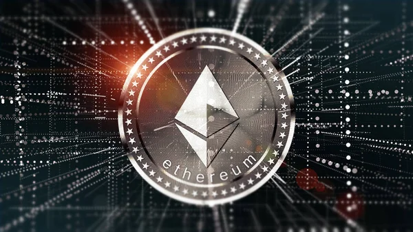 Virtual Ethereum crypto-currency background — Stock Photo, Image
