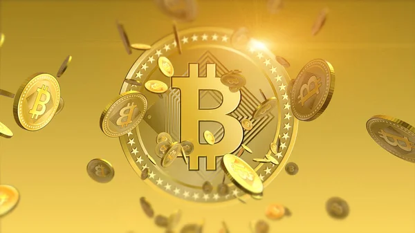 Shiny bitcoins financial background — Stock Photo, Image