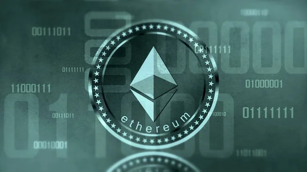 Знак виртуальной криптовалюты Ethereum — стоковое фото