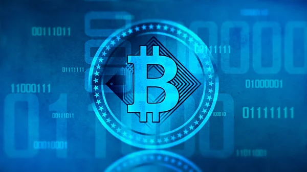 Віртуальний cryptocurrency Bitcoin знак — стокове фото