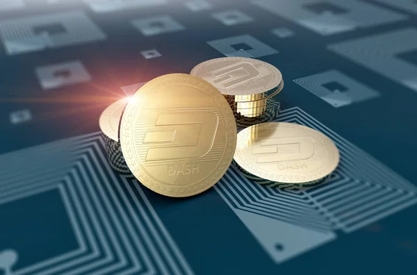 Virtual cryptocurrency Dash coin sign — Stock Photo, Image