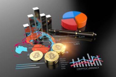 Sanal Bitcoin cryptocurrency finansal piyasa grafik